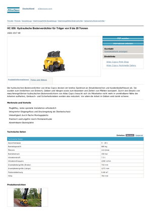 Vibrační desky montovatelné Atlas Copco HC 850