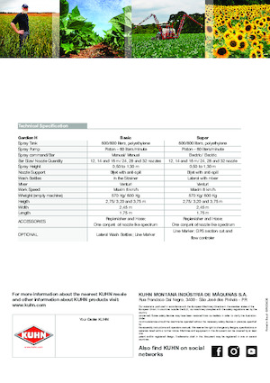 Nesené postřikovače Kuhn Gardien H 800