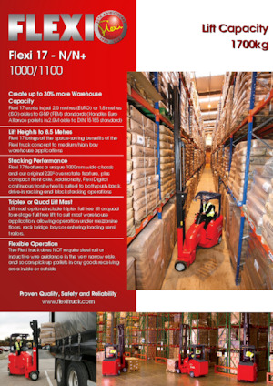 Systémové vozíky pro velmi úzké uličky VNA Flexi 17N