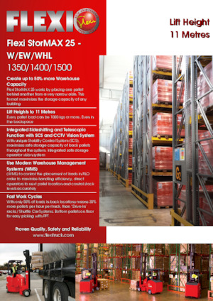 Systémové vozíky pro velmi úzké uličky VNA Flexi StorMAX 25 W