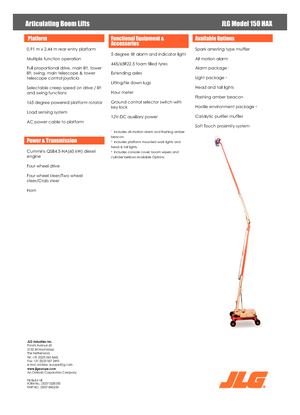 Kolové kloubové pracovní plošiny JLG 150HAX 4x4x4