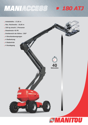Kolové kloubové pracovní plošiny Manitou 180 ATJ