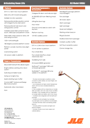 Kolové kloubové pracovní plošiny JLG 600AJ