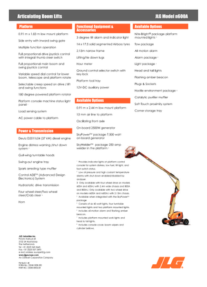 Kolové kloubové pracovní plošiny JLG 600AN