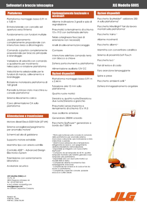 Kolové teleskopické pracovní plošiny JLG 600S
