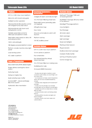 Kolové teleskopické pracovní plošiny JLG 660 SJ
