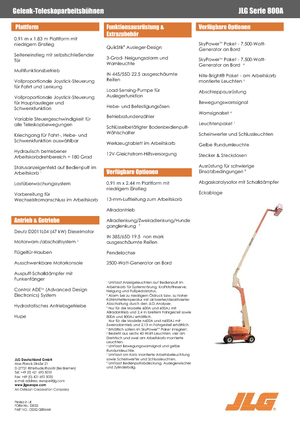 Kolové kloubové pracovní plošiny JLG 800A