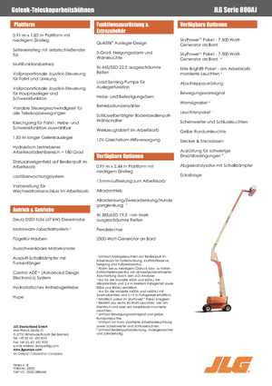 Kolové kloubové pracovní plošiny JLG 800AJ