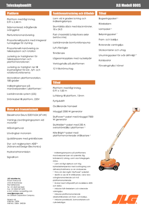 Kolové teleskopické pracovní plošiny JLG 800S