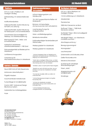 Kolové teleskopické pracovní plošiny JLG 800S