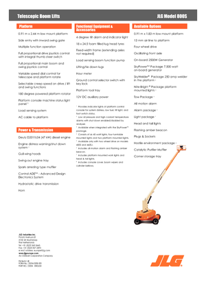 Kolové teleskopické pracovní plošiny JLG 800S