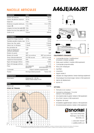 Kolové kloubové pracovní plošiny Snorkel A46JE