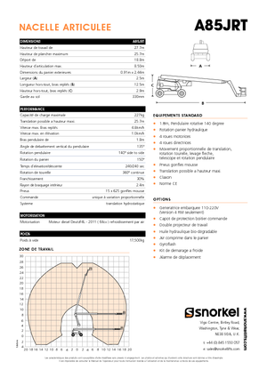 Kolové kloubové pracovní plošiny Snorkel A85JRT