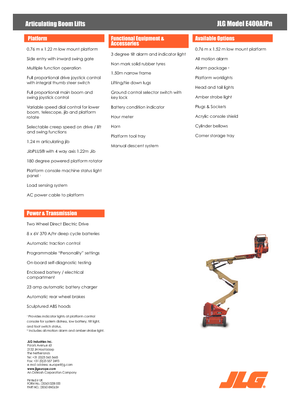 Kolové kloubové pracovní plošiny JLG E400AJPN
