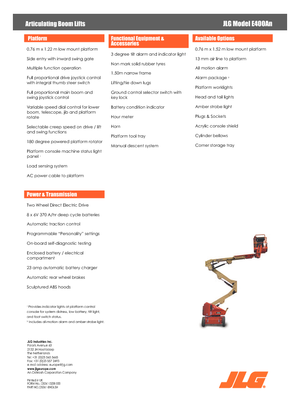 Kolové kloubové pracovní plošiny JLG E400AN