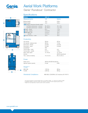 Kolové teleskopické pracovní plošiny Genie GRC-12 Runabout