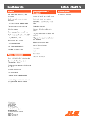 Kolové nůžkové plošiny JLG Liftlux 210-25