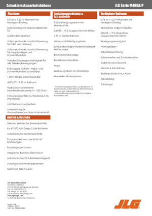 Kolové kloubové pracovní plošiny JLG M400AJP