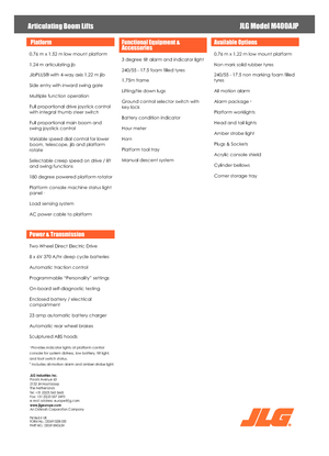 Kolové kloubové pracovní plošiny JLG M400AJP