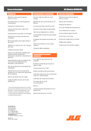 Kolové kloubové pracovní plošiny JLG M400AJPN