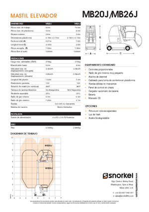 Sloupové pracovní plošiny Snorkel MB26J