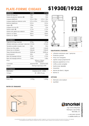 Kolové nůžkové plošiny Snorkel S1930E