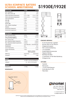 Kolové nůžkové plošiny Snorkel S1930E