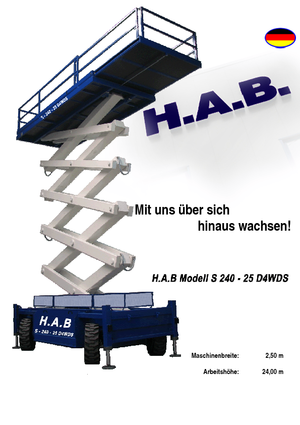 Kolové nůžkové plošiny HAB S 240-25 D 4WD S