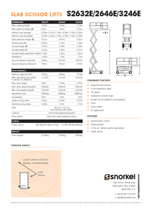 Kolové nůžkové plošiny Snorkel S3246E