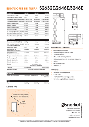Kolové nůžkové plošiny Snorkel S3246E
