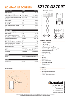 Kolové nůžkové plošiny Snorkel S2770RT