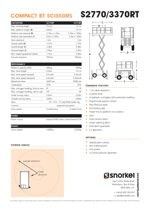 Kolové nůžkové plošiny Snorkel S2770RT