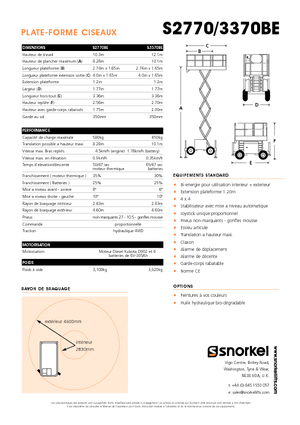 Kolové nůžkové plošiny Snorkel S3370BE