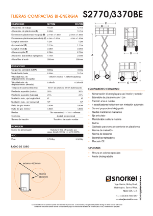 Kolové nůžkové plošiny Snorkel S3370BE