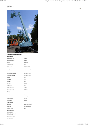 Kolové teleskopické pracovní plošiny Aichi SP21AJ