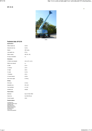 Kolové teleskopické pracovní plošiny Aichi SP25B