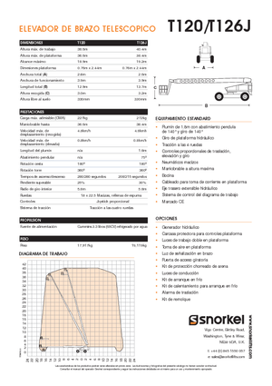 Kolové teleskopické pracovní plošiny Snorkel T126J