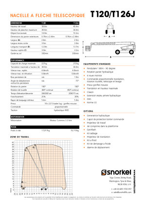 Kolové teleskopické pracovní plošiny Snorkel T120