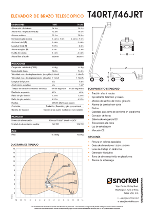 Kolové teleskopické pracovní plošiny Snorkel T40RT