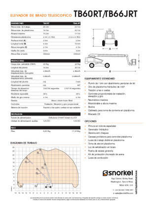 Kolové teleskopické pracovní plošiny Snorkel T60RT