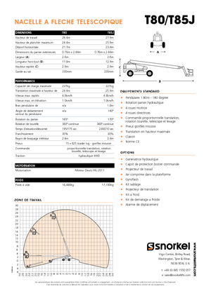 Kolové teleskopické pracovní plošiny Snorkel TB85J