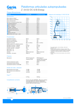 Kolové kloubové pracovní plošiny Genie Z-34/22 DC
