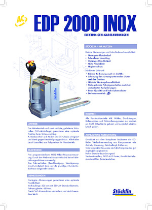 Ruční paletové vozíky Stöcklin EDP 2000 Inox