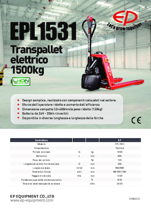 Ruční paletové vozíky EP EPL1531