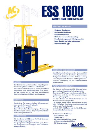 Regalové zakladače s plošinou pro řidiče Stöcklin ESS 1600
