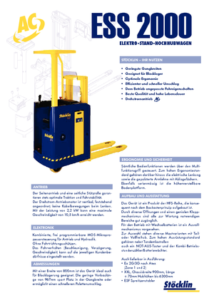 Regalové zakladače s plošinou pro řidiče Stöcklin ESS 2000