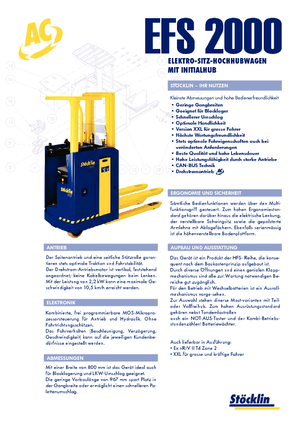Regalové zakladače se sedadlem pro řidiče Stöcklin EFS 2000