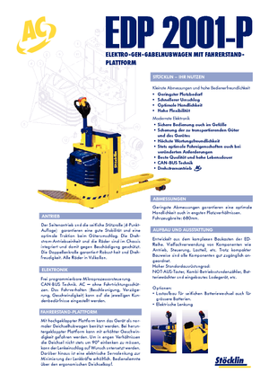 Nízkozdvižné vozíky s plošinou pro řidiče Stöcklin EHP 2000 P
