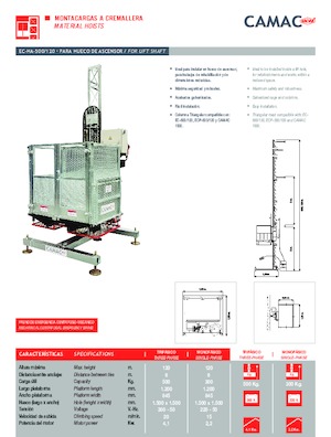 Stavební výtahy CAMAC EC-HA-500/120