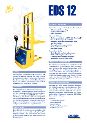 Ruční paletové vozíky Stöcklin EDS 12